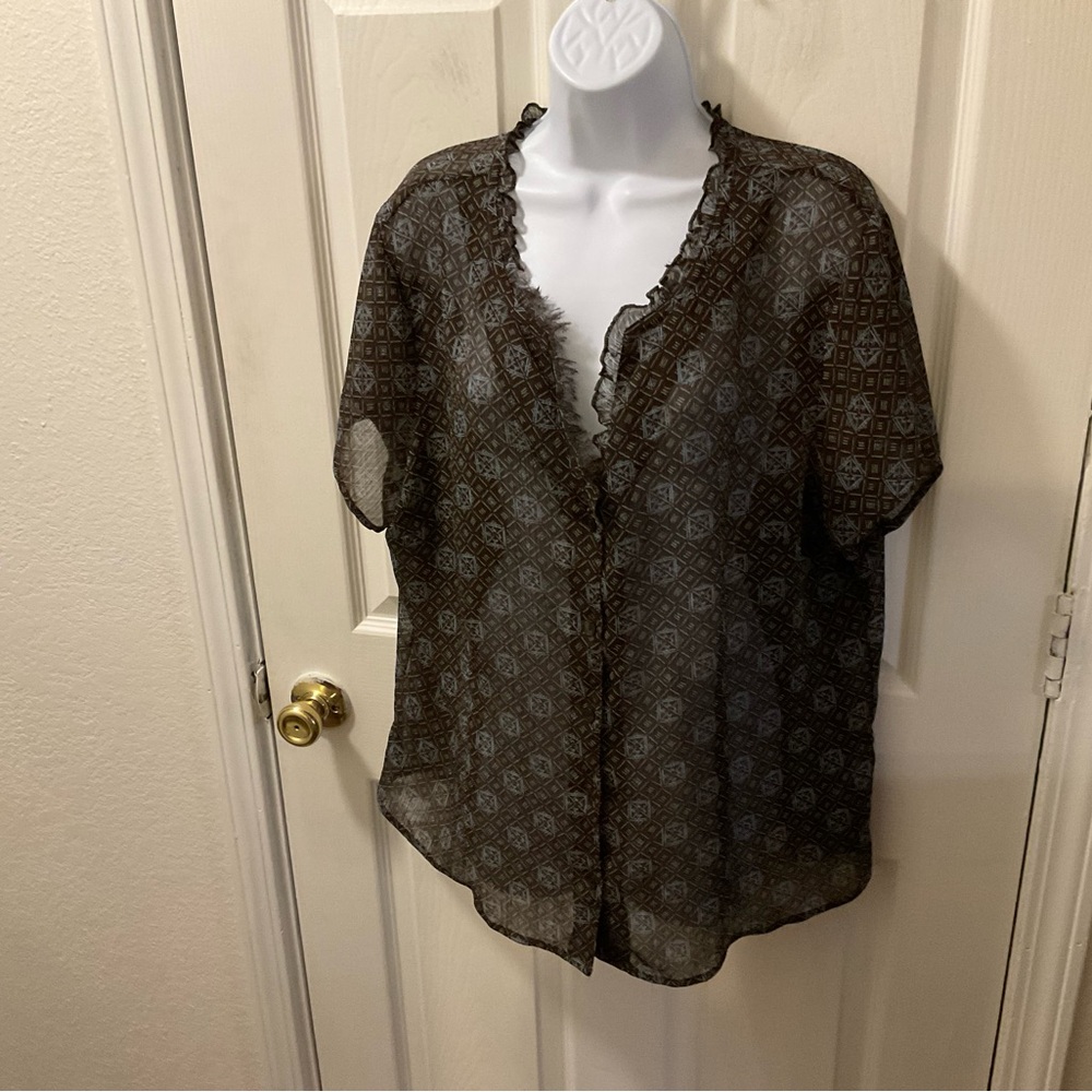 Covington Sheer Black Patterned Women's Top
